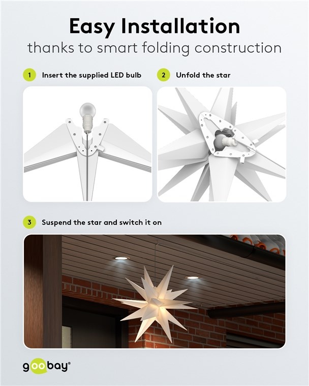 Goobay LED Christmas Star 3D, Ø 56 cm, battery-operated - Afbeelding 4