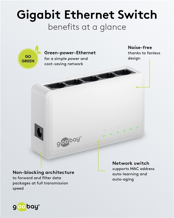 Goobay Gigabit ethernet switch | 5 poorten | wit - Afbeelding 9