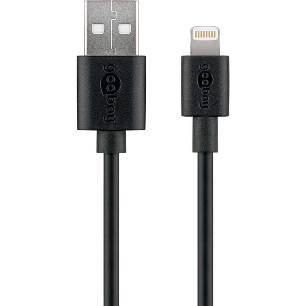 Goobay platte USB lader | 5W | incl. Lightning kabel | zwart | 1 meter - Afbeelding 4