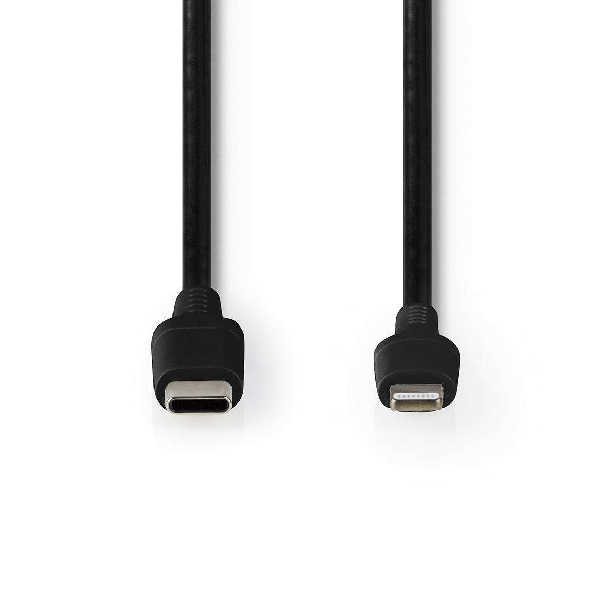 Nedis 8-pins Lightning naar USB-C kabel - USB2.0 - tot 20V/3A / zwart - 2 meter - Afbeelding 2