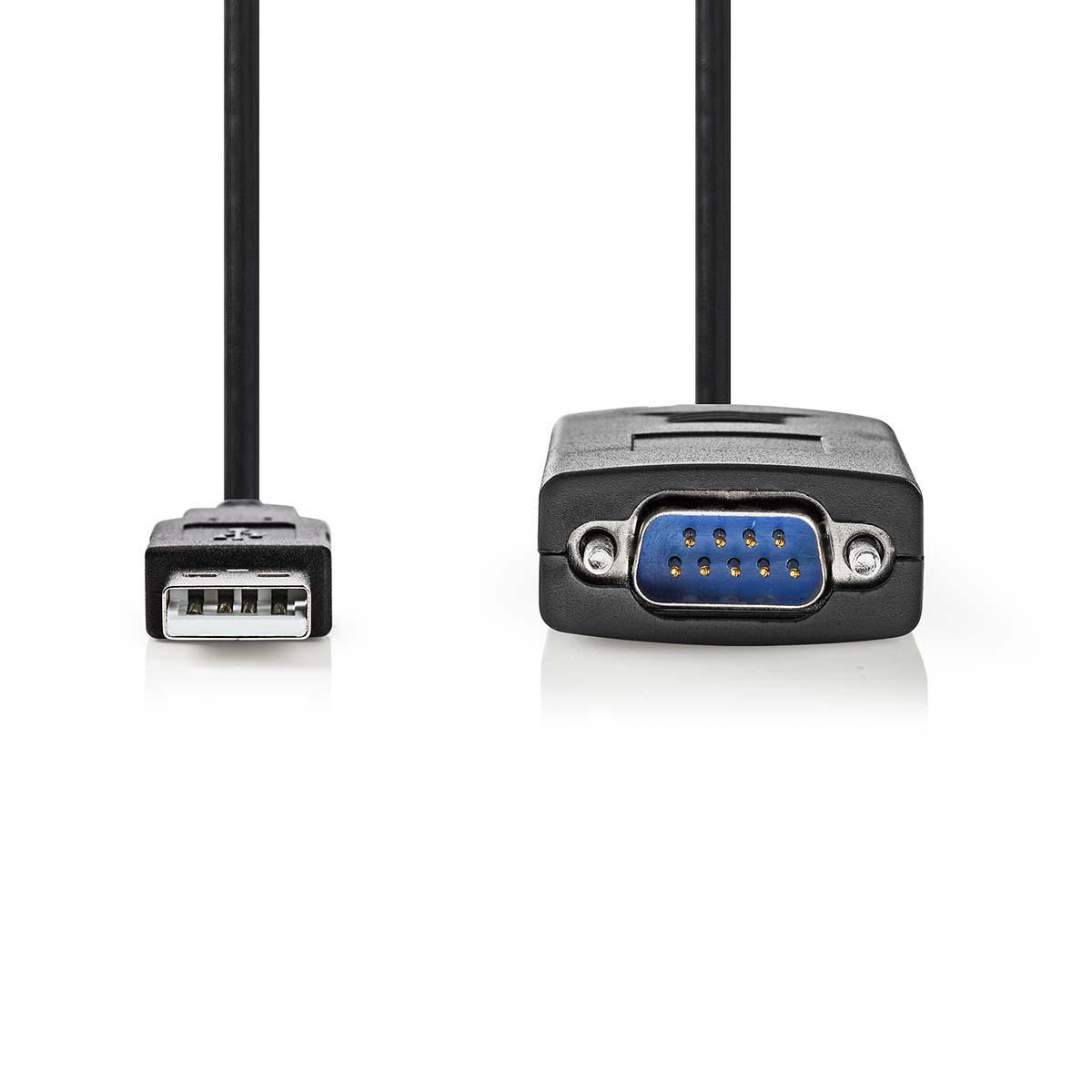 RS232-Converter | USB-A Male | D-SUB 9-Pins Male | Vernikkeld | 0.90 m | Rond | PVC | Zwart | Doos - Afbeelding 2