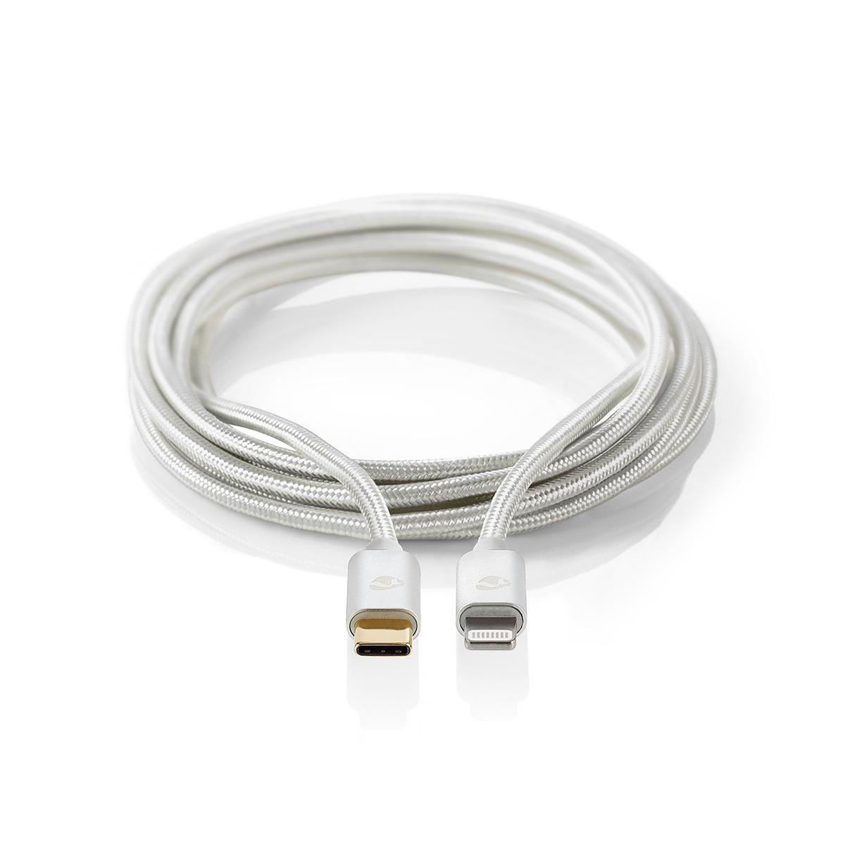 Nedis Premium 8-pins Lightning naar USB-C kabel - USB2.0 - tot 20V/3A / aluminium - 1 meter - Afbeelding 2