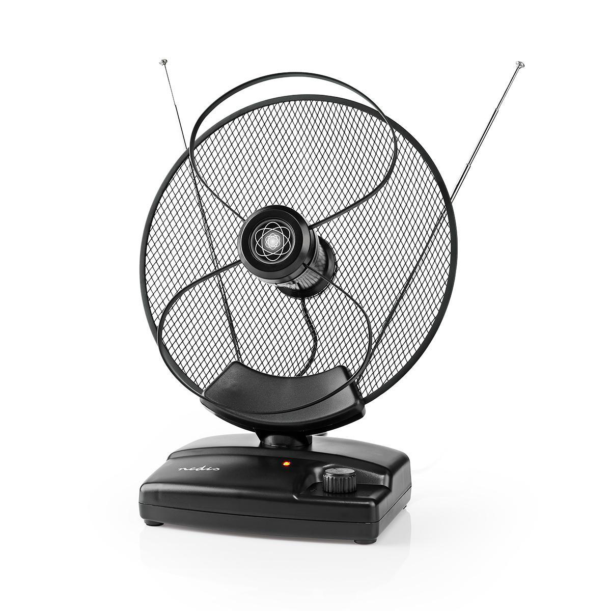 Binnenantenne | Actief | FM / UHF / VHF | Ontvangstbereik: 0-25 km | LTE700 | Versterking: 36 dB | Versterkingsregelaar | ABS | Zwart