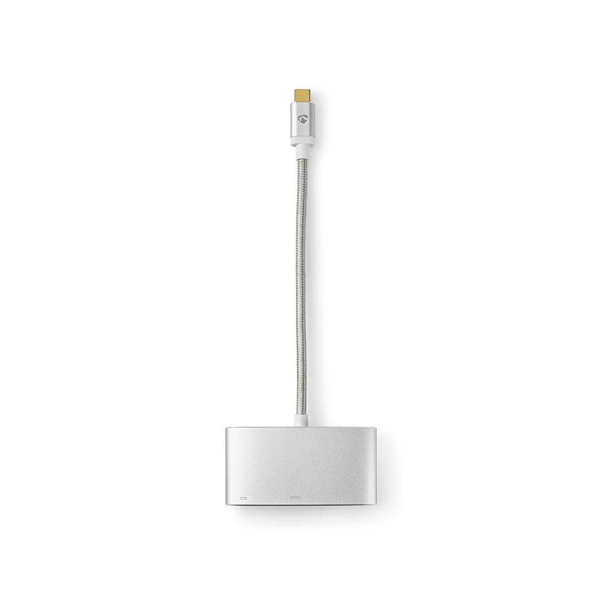 Nedis Premium USB-C naar HDMI 4K 30Hz, USB-A en USB-C PD 100W adapter / aluminium - 0,20 meter - Afbeelding 2
