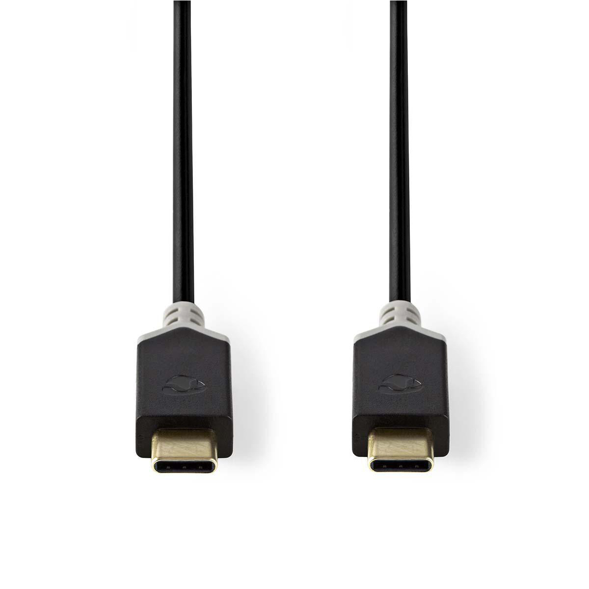 Nedis USB-C naar USB-C kabel met E-Marker chip - USB3.2 (tot 20 Gbit/s) - PD tot 20V/5A - video tot 4K 60Hz / zwart - 1 meter