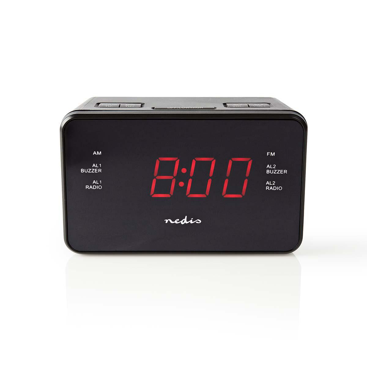 Nedis digitale wekkerradio met AM/FM-radio en AUX-ingang / zwart - Afbeelding 2