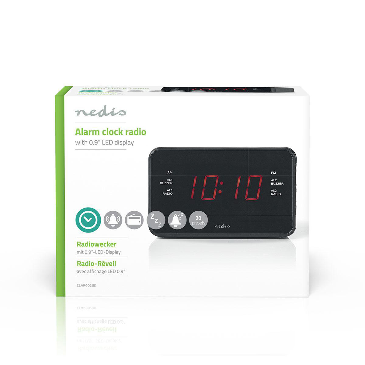 Nedis digitale wekkerradio met AM/FM-radio en AUX-ingang / zwart - Afbeelding 6