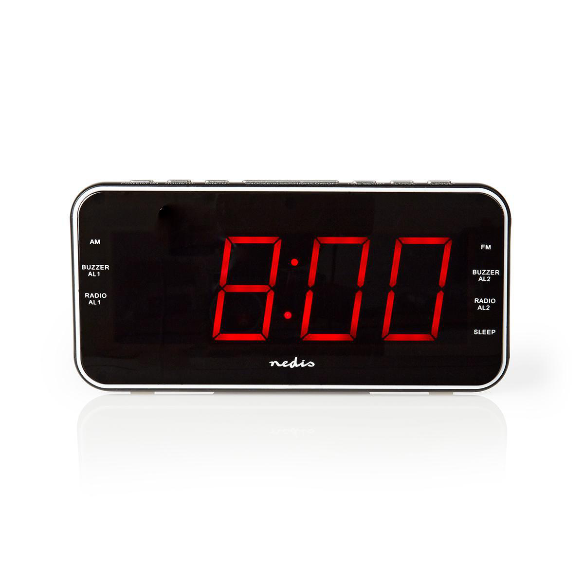 Nedis digitale wekkerradio met AM/FM-radio, AUX-ingang en USB lader / zwart - Afbeelding 2