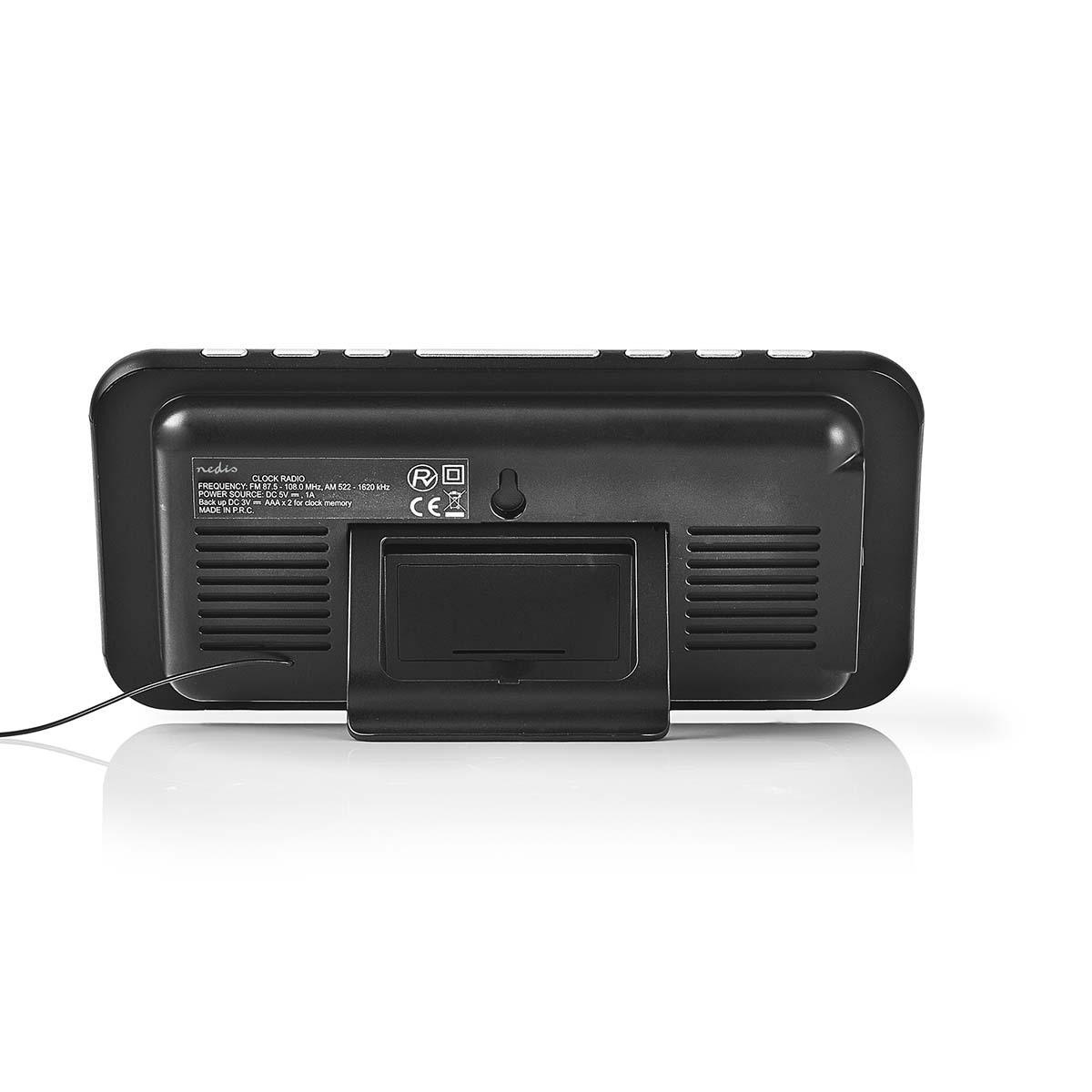 Nedis digitale wekkerradio met AM/FM-radio, AUX-ingang en USB lader / zwart - Afbeelding 3