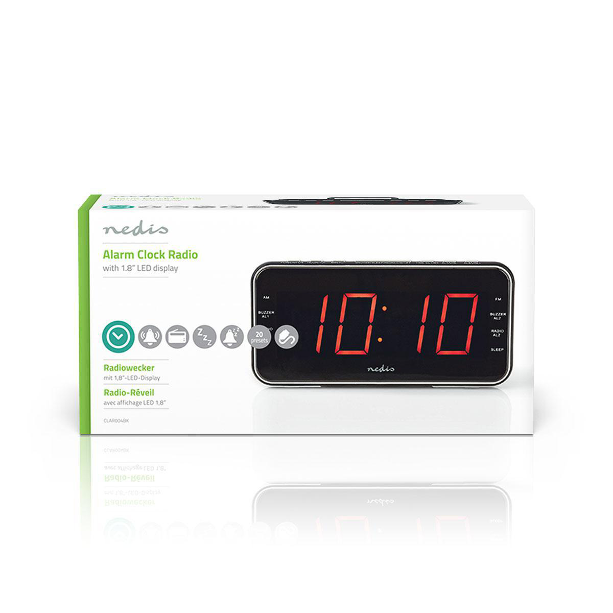 Nedis digitale wekkerradio met AM/FM-radio, AUX-ingang en USB lader / zwart - Afbeelding 9