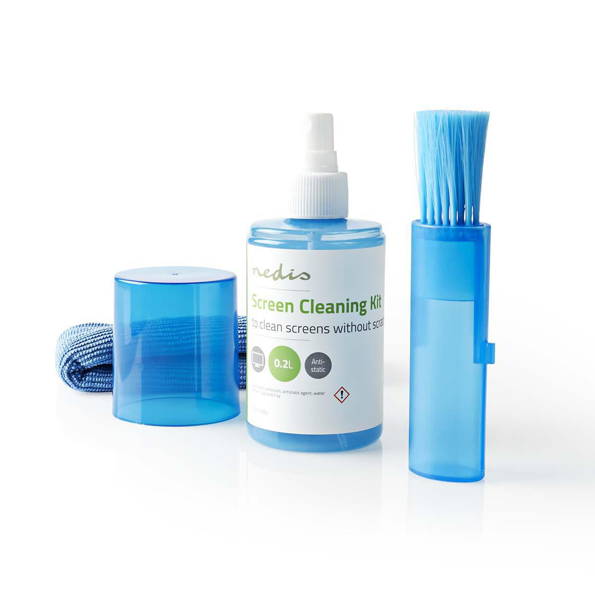 Nedis schermreiniger met doek en borstel voor TV-, computer-, tablet- en smartphone-scherm / 200 ml - Afbeelding 2