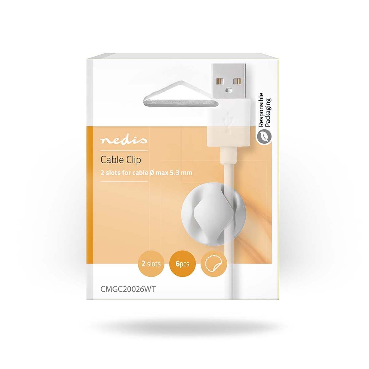 Nedis zelfklevende kabelhouders voor 2 kabels - 6 stuks / wit - Afbeelding 10