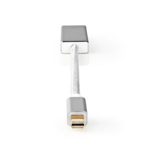 Mini DisplayPort-Kabel | DisplayPort 1.2 | Mini-DisplayPort Male | DisplayPort Female | 21.6 Gbps | Verguld | 0.20 m | Rond | Gevlochten | Zilver | Cover Window Box