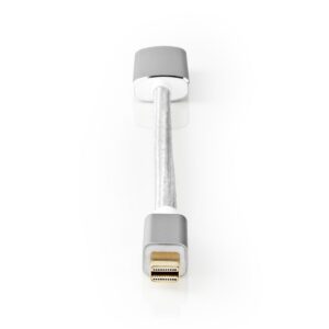 Mini DisplayPort-Kabel | DisplayPort 1.2 | Mini-DisplayPort Male | HDMI™ Output | 21.6 Gbps | Verguld | 0.20 m | Rond | Gevlochten | Zilver | Cover Window Box