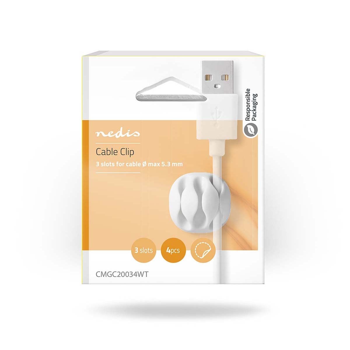 Nedis zelfklevende kabelhouders voor 3 kabels - 4 stuks / wit - Afbeelding 10