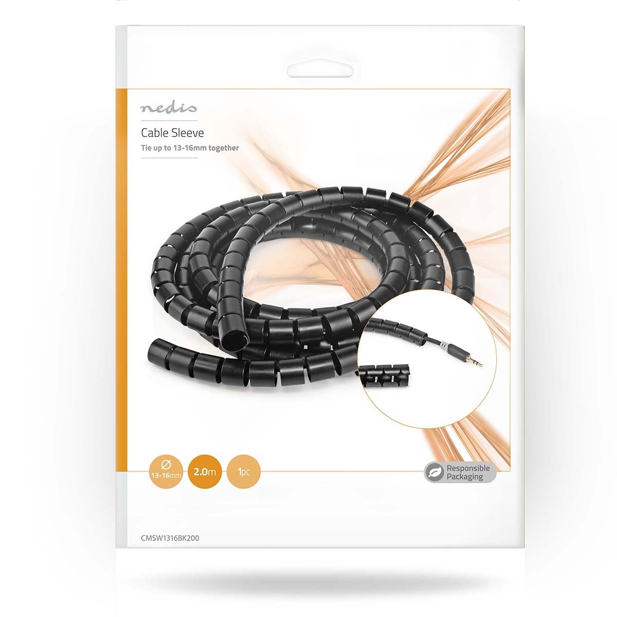Nedis cable eater kabelslang met rijgtool - 13-16 mm / 2m / zwart - Afbeelding 6