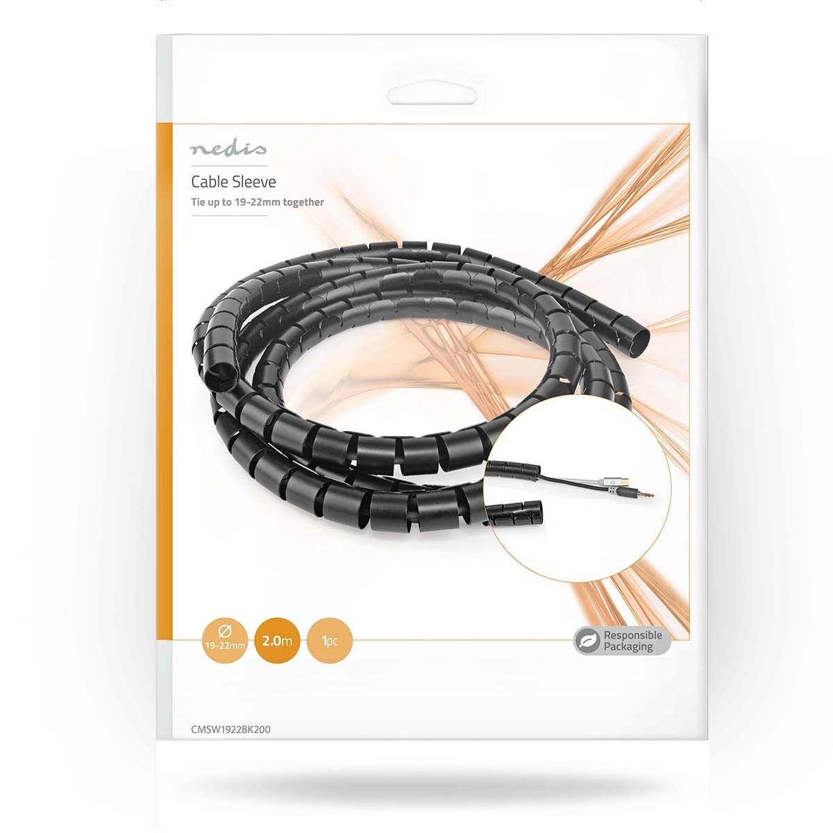 Nedis cable eater kabelslang met rijgtool - 19-22 mm / 2m / zwart - Afbeelding 6
