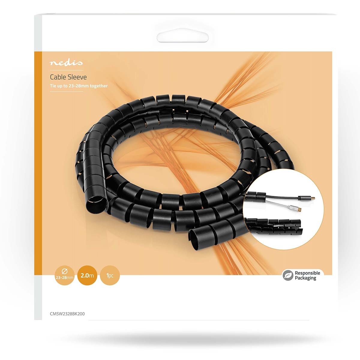 Nedis cable eater kabelslang met rijgtool - 23-28 mm / 2m / zwart - Afbeelding 6