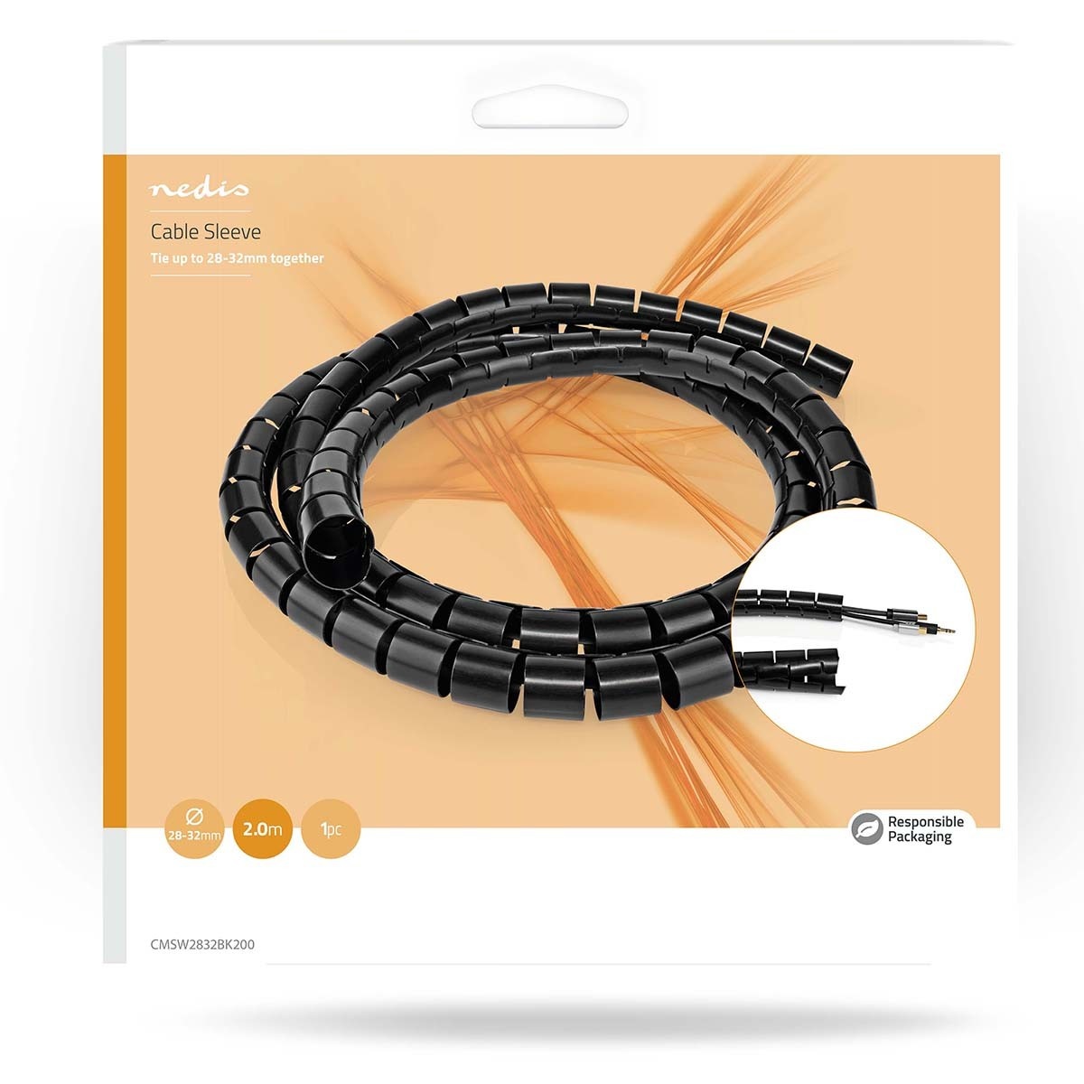 Nedis cable eater kabelslang met rijgtool - 28-32 mm / 2m / zwart - Afbeelding 6