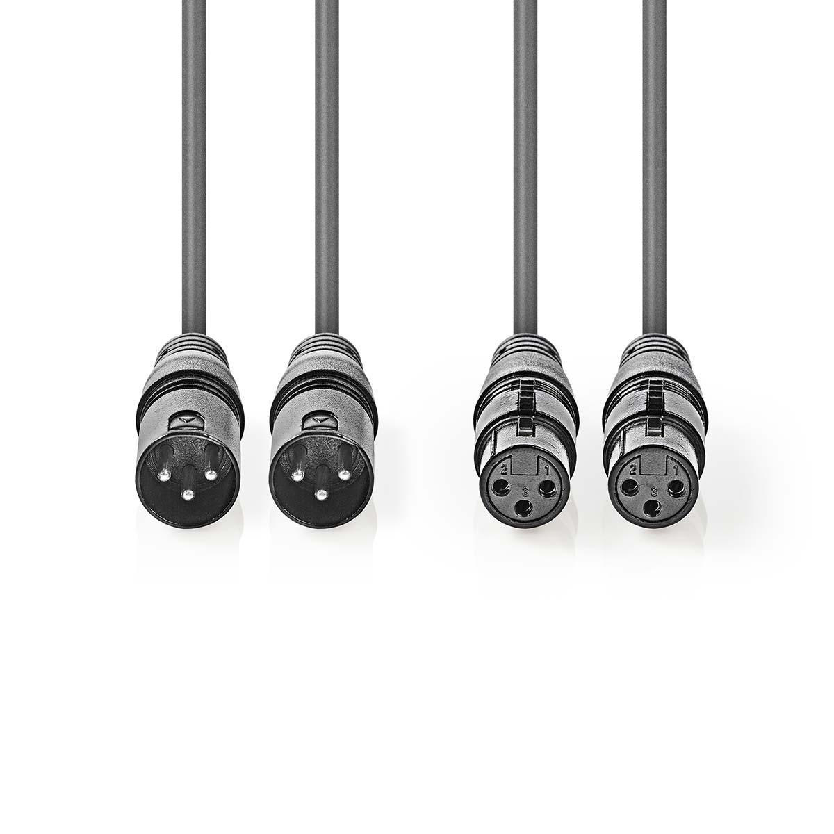 Nedis 2x XLR (m) - 2x XLR (v) audiokabel - 5 meter - Afbeelding 2