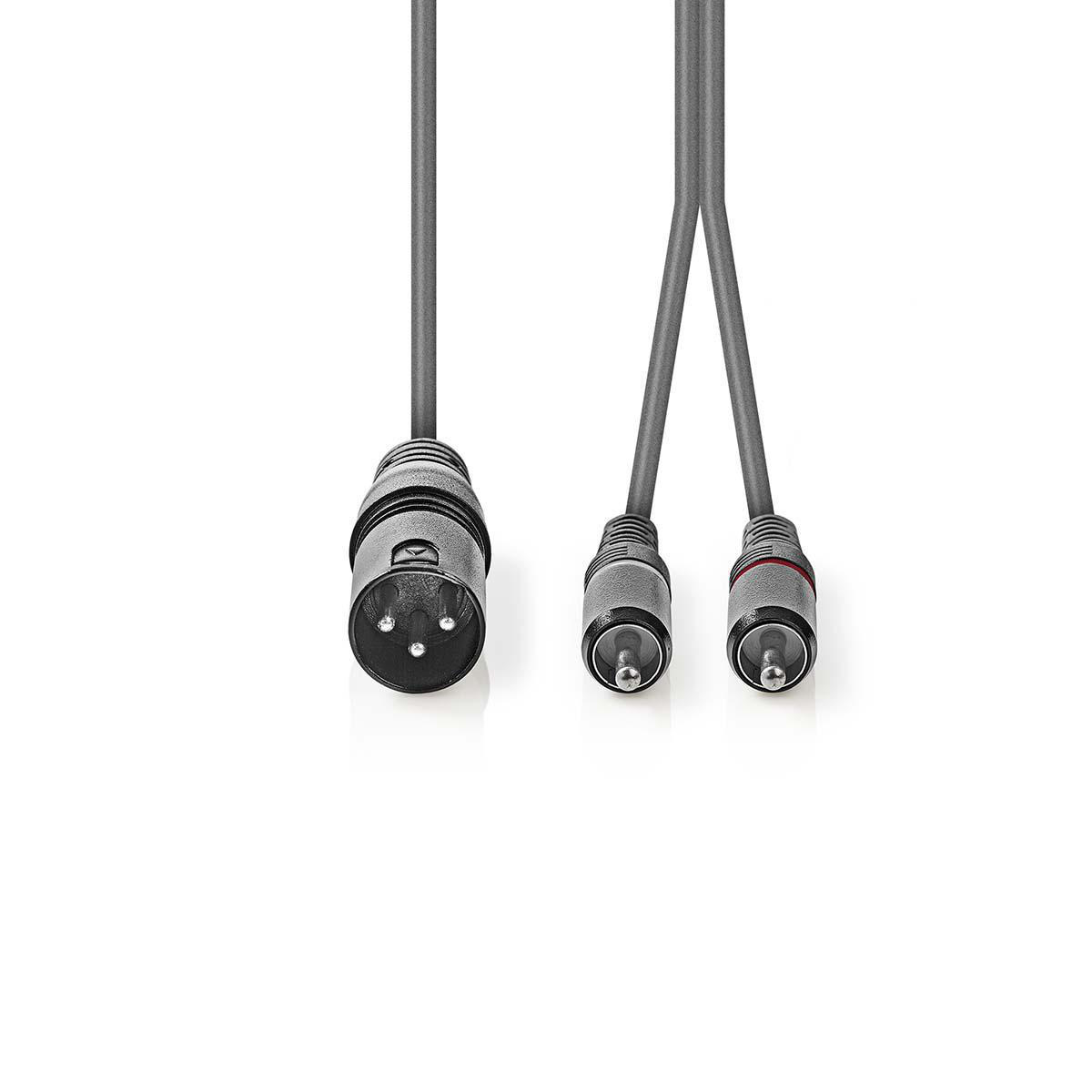 Nedis 1x XLR (m) - 2x RCA (m) stereo audiokabel - 1,5 meter - Afbeelding 2