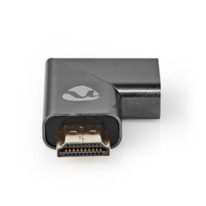 HDMI™-Adapter | HDMI™ Connector / HDMI™ Male | HDMI™ Output | Verguld | Rechts Gehoekt | Aluminium | Gun Metal Grijs | 1 Stuks | Cover Window Box