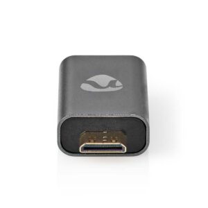 HDMI™-Adapter | HDMI™ Male / HDMI™ Mini-Connector | HDMI™ Output | Verguld | Recht | Aluminium | Gun Metal Grijs | 1 Stuks | Cover Window Box