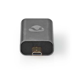HDMI™-Adapter | HDMI™ Male / HDMI™ Micro-Connector | HDMI™ Output | Verguld | Recht | Aluminium | Gun Metal Grijs | 1 Stuks | Cover Window Box