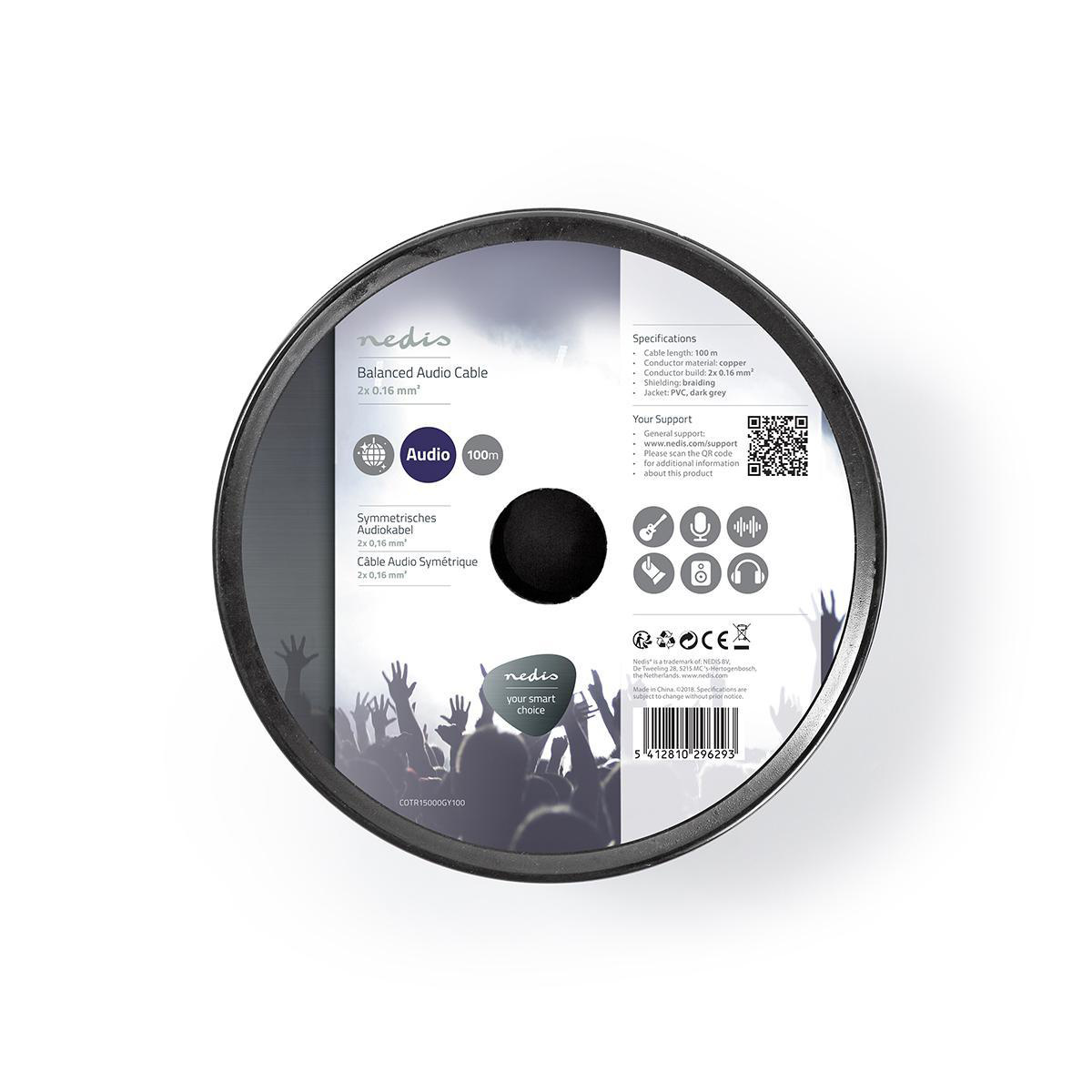 Nedis 2-aderige ongebalanceerde audiokabel - 2x 0,16mm / grijs - 100 meter - Afbeelding 2