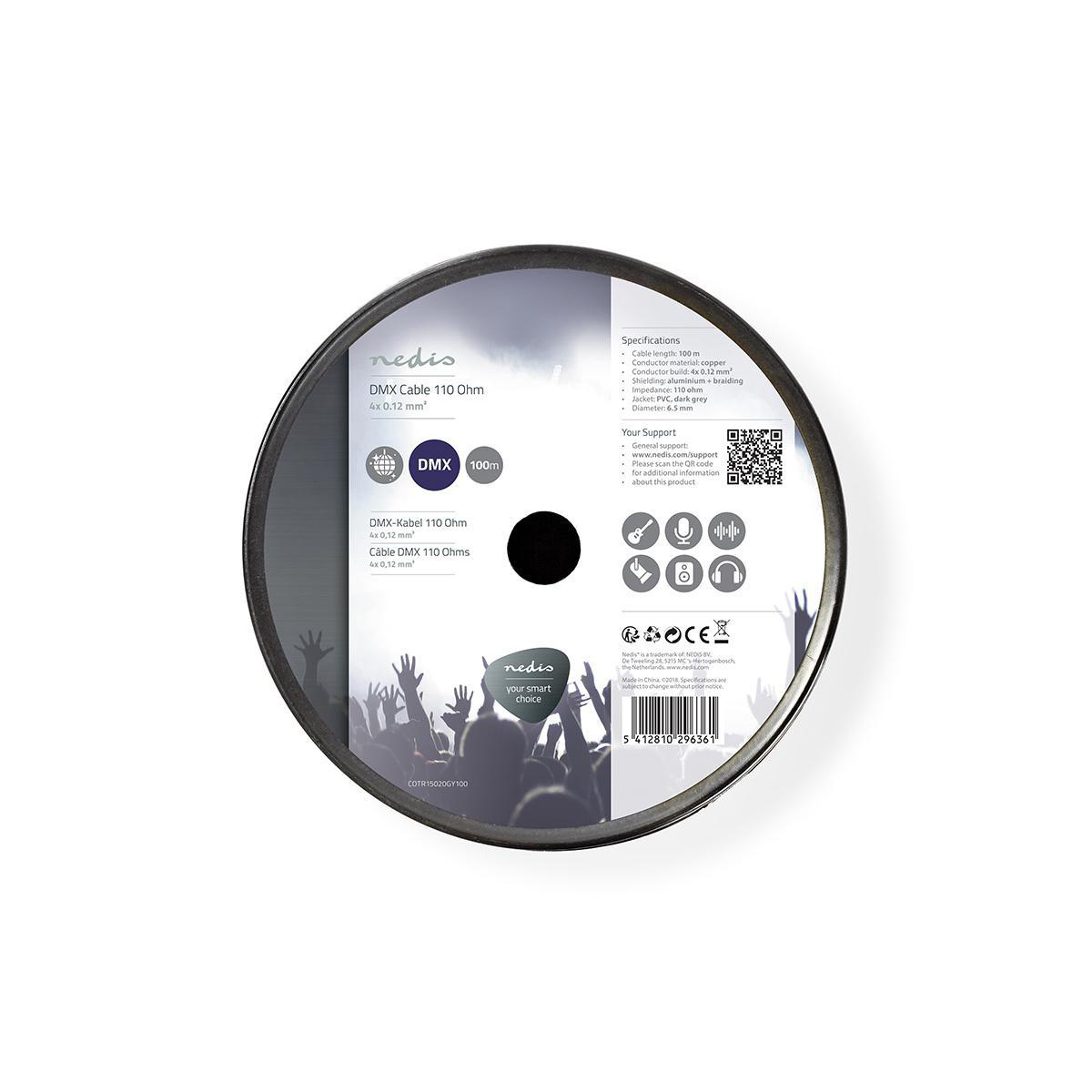 DMX-Kabel | 110 Ohm | 10 x 0.10 mm | 100.0 m | Rond | PVC | Donkergrijs | Rol - Afbeelding 2