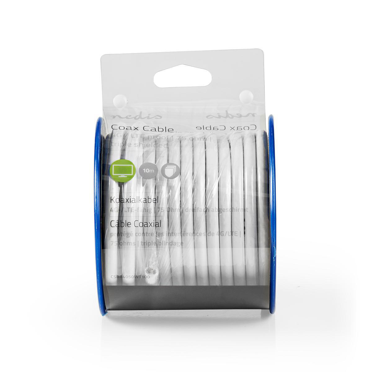 Nedis 4G/LTE proof coaxkabel op haspel voor binnen / wit - 10 meter - Afbeelding 2