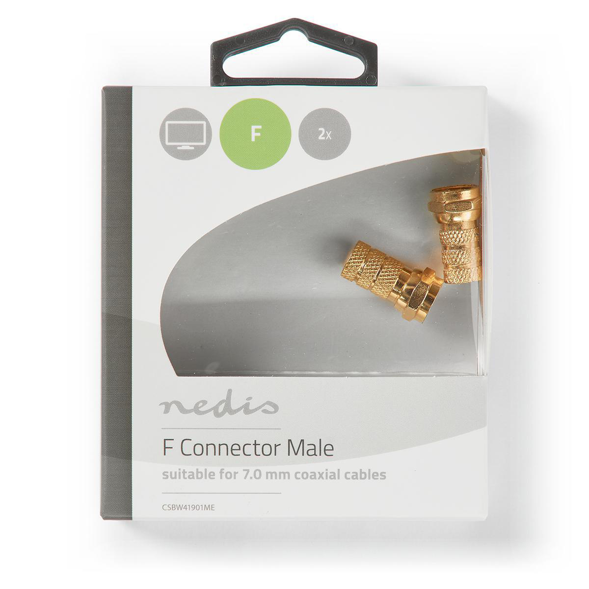 Nedis schroef F-connectoren voor 7,0mm kabel / recht - verguld (2 stuks) - Afbeelding 7