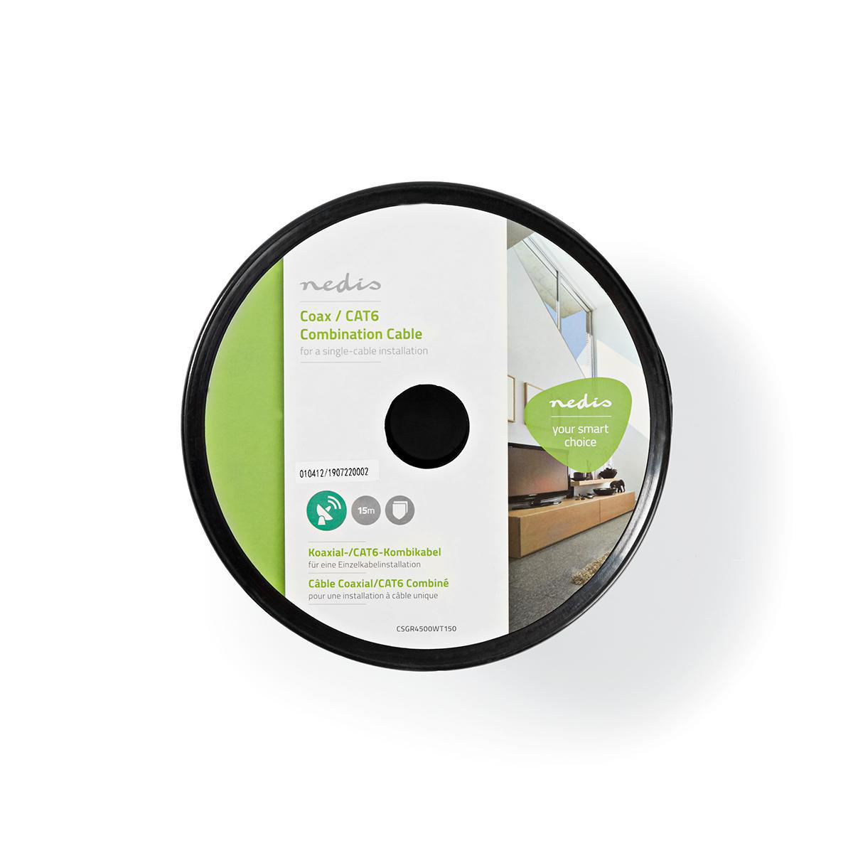 Nedis Coax / CAT6 combinatiekabel op haspel voor binnen / wit - 15 meter - Afbeelding 2
