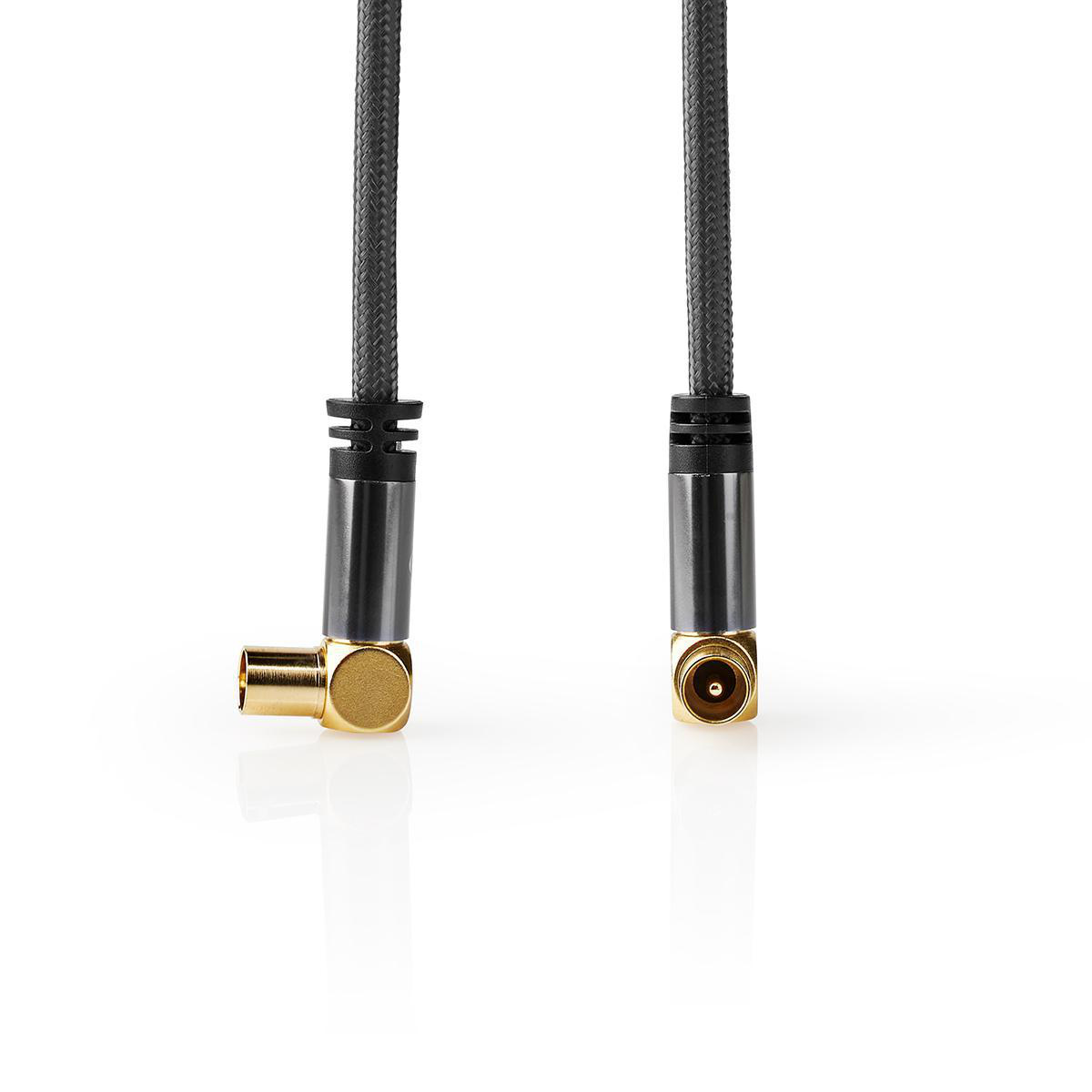 Nedis Premium 4G/LTE proof 4K Ultra HD IEC (m) - IEC (v) coaxkabel - haakse connectoren / zwart - 2 meter - Afbeelding 2