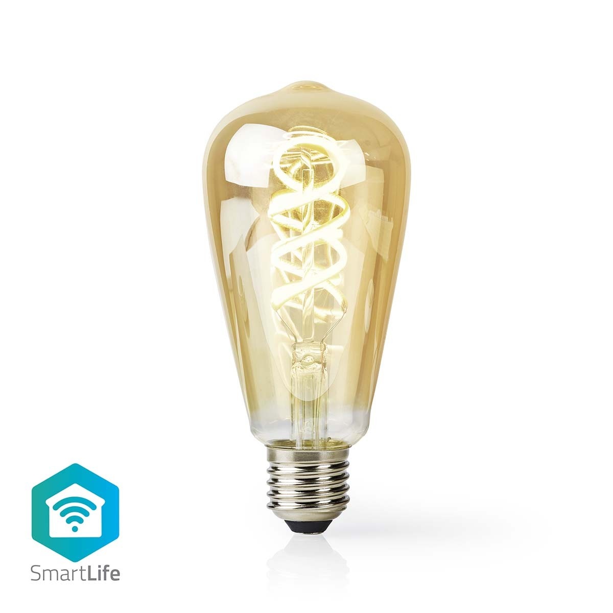 Nedis SmartLife Wi-Fi filament LED-lamp - E27 fitting - ST64 vorm / warm-wit tot koud-wit (goud / glas)
