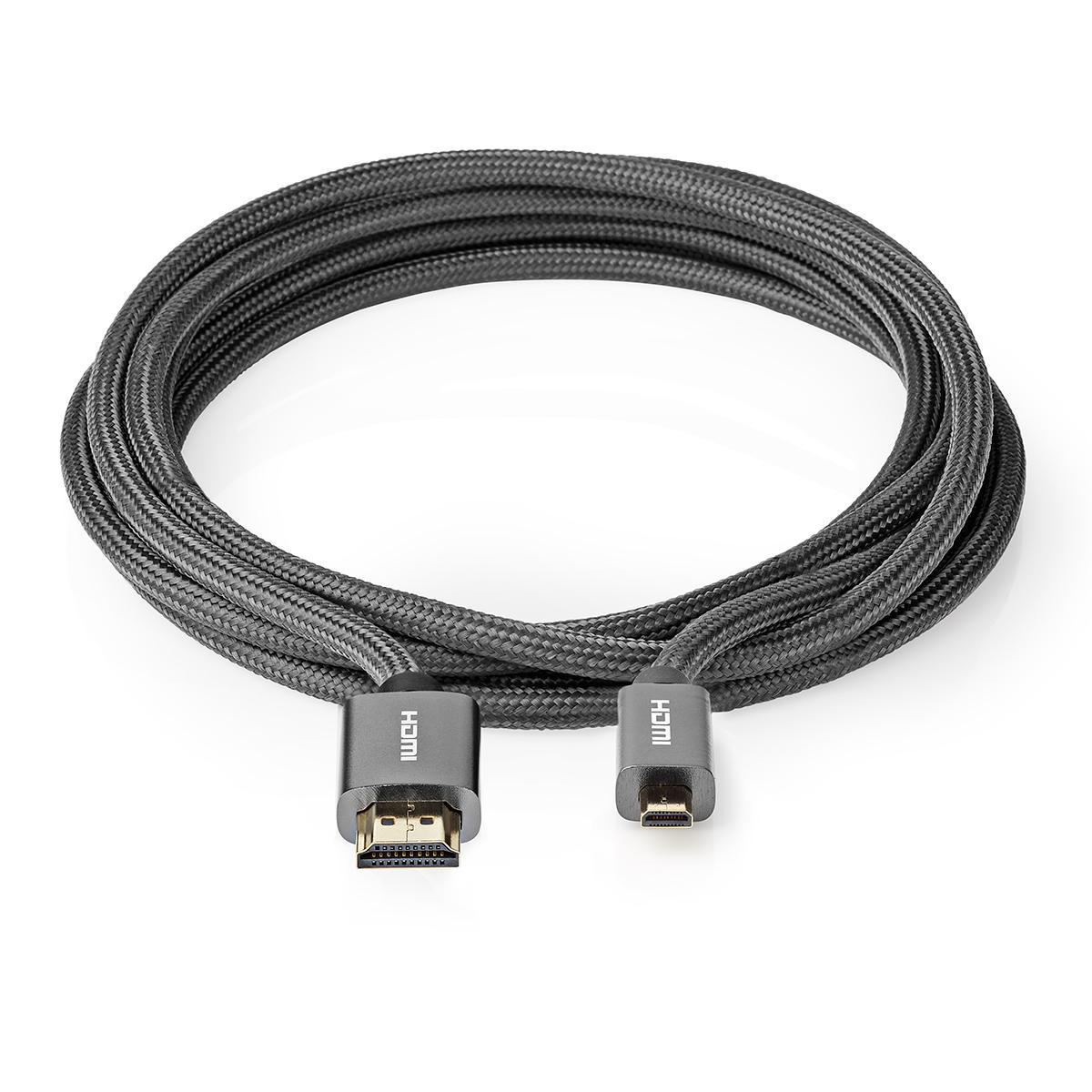 Nedis Premium Micro HDMI - HDMI kabel - versie 1.4 (4K 30Hz) / zwart - 2 meter - Afbeelding 2
