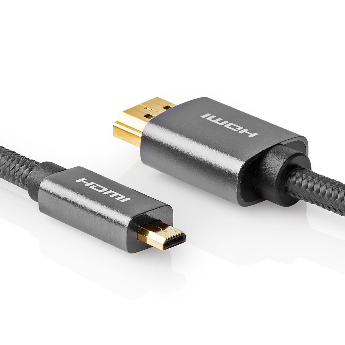 Nedis Premium Micro HDMI - HDMI kabel - versie 1.4 (4K 30Hz) / zwart - 2 meter - Afbeelding 4