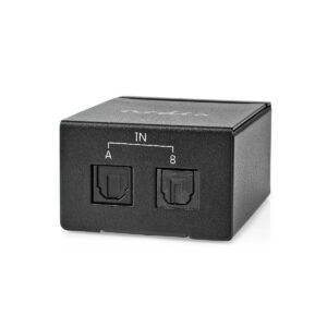 Digitale Audio-Switch | 2-wegs | Ingangen audio / video / data: DC Power / 2x TosLink | Uitgangen audio / video / data: TosLink Female | Manueel / Schakelaar | Metaal | Zwart