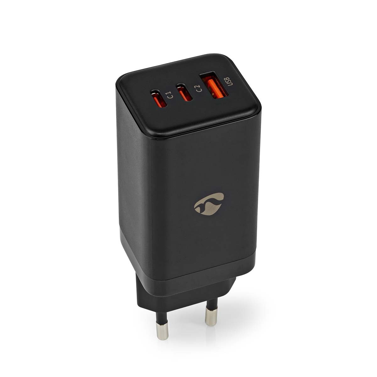 Nedis thuislader met 2 USB-C PD en 1 USB-A Quick Charge 3.0 poorten - Smart IC - GaN - 65W / zwart