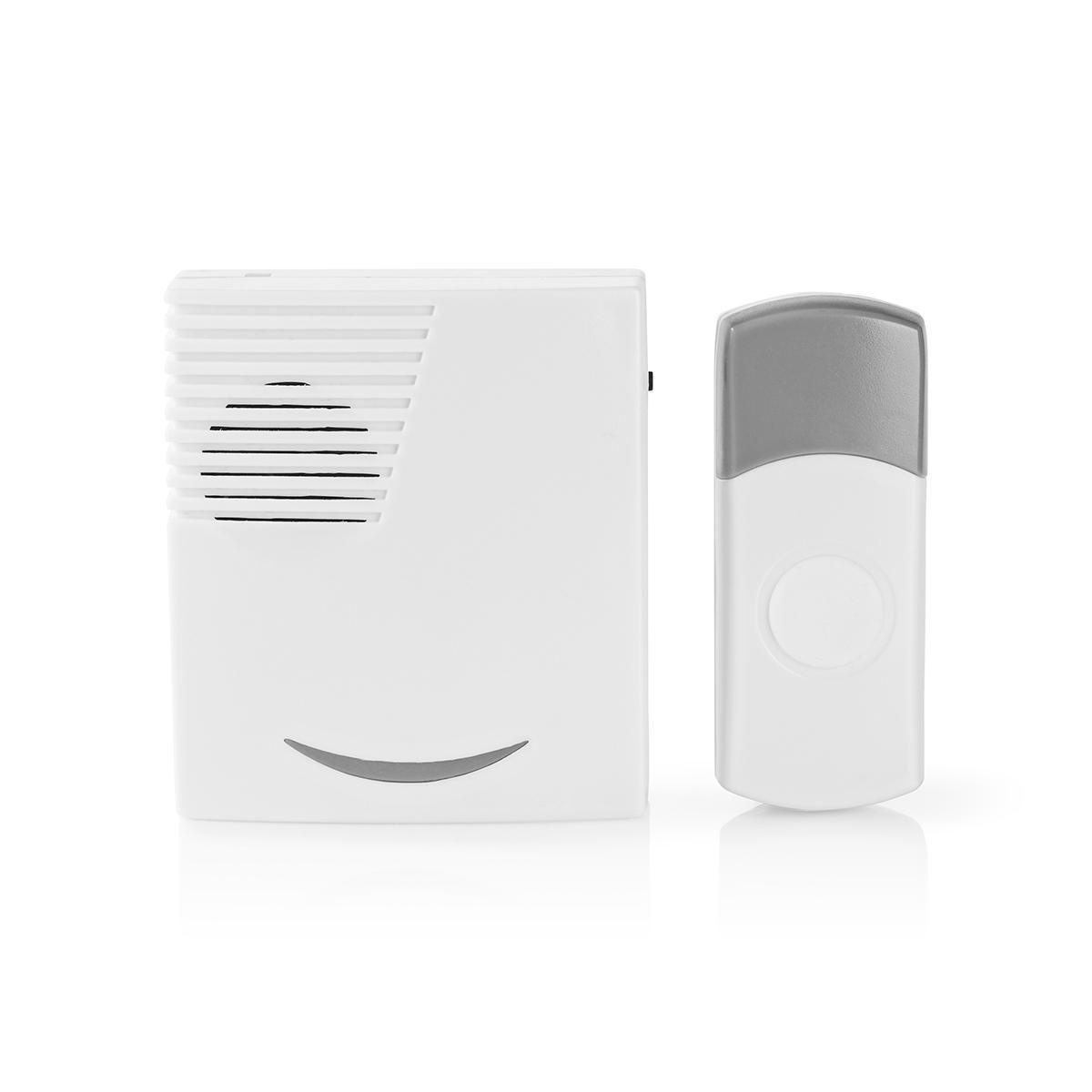 Draadloze Deurbelset | Batterij Gevoed | 3 V DC | 1x CR2032 | Volume: 80 dB | Signaalbereik: 300 m | IP44 | 36 Melodiën | 1 Ontvanger | Grijs / Wit - Afbeelding 2