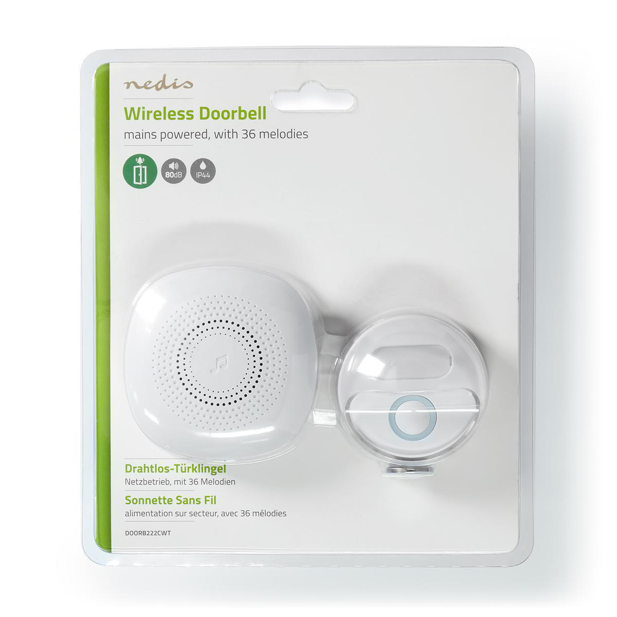 Nedis draadloze deurbelset met instelbaar volume - geluid - 1 ontvanger - netvoeding / wit - Afbeelding 10
