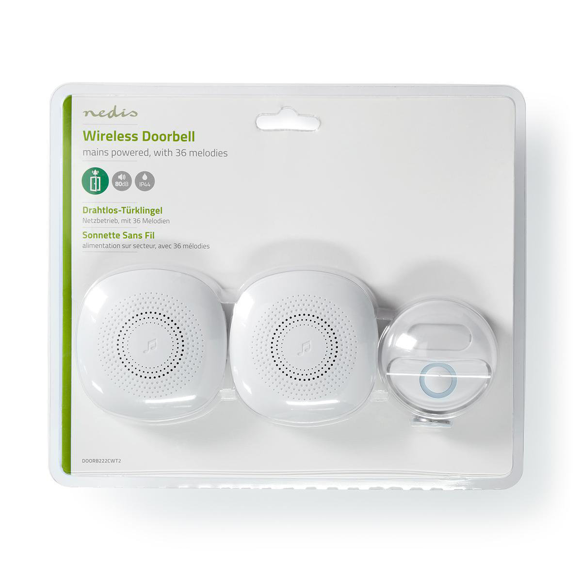 Nedis draadloze deurbelset met instelbaar volume - geluid - 2 ontvangers - netvoeding / wit - Afbeelding 10