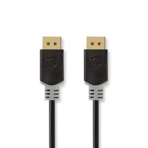 DisplayPort-Kabel | DisplayPort Male | DisplayPort Male | 8K@60Hz | Verguld | 1.00 m | Rond | PVC | Antraciet | Doos