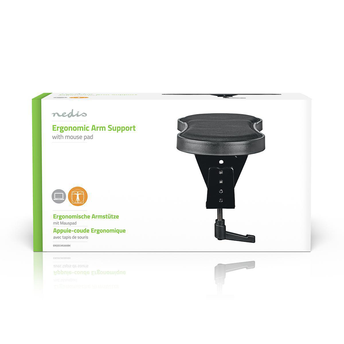 Nedis ergonomische 360° draaibare armsteun met muismat / zwart - Afbeelding 6
