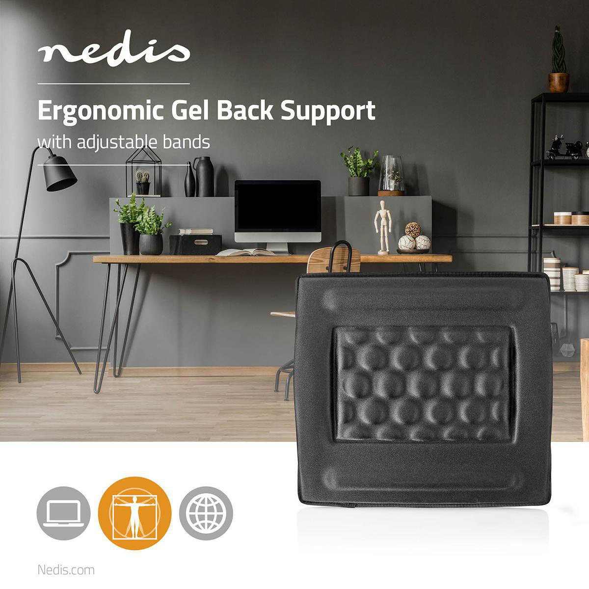 Nedis gel rugsteun / zwart - Afbeelding 8