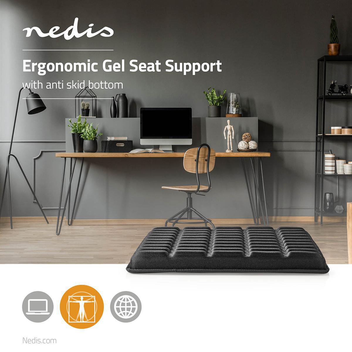 Nedis gel zitkussen / zwart - Afbeelding 8