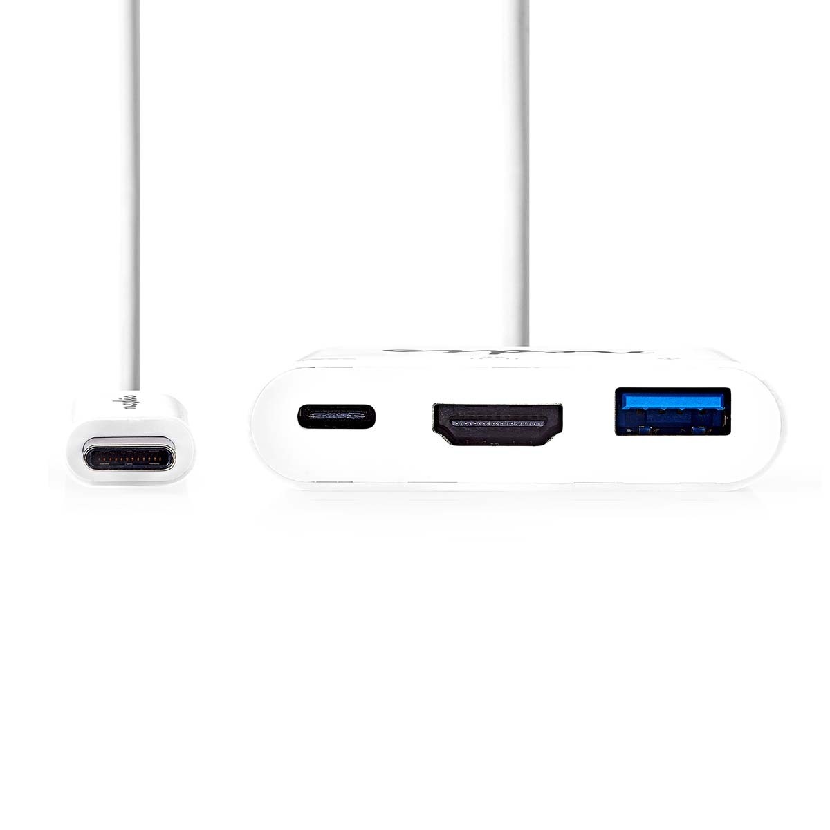 Nedis USB-C naar HDMI 4K 30Hz, USB-A en USB-C PD 60W adapter / wit - 0,20 meter