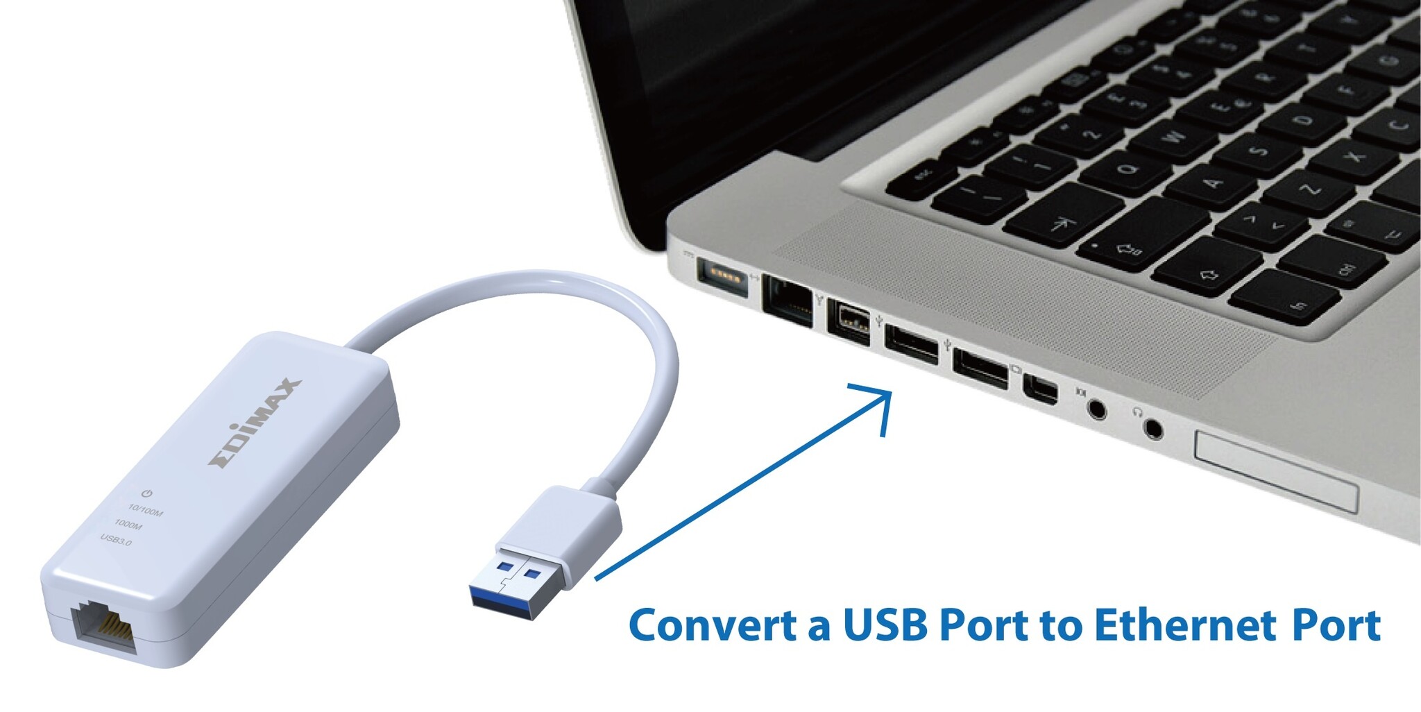 Edimax EU-4306 USB-A naar RJ45 Gigabit Ethernet LAN adapter - USB3.0 - CAT6 / wit - 0,10 meter - Afbeelding 3