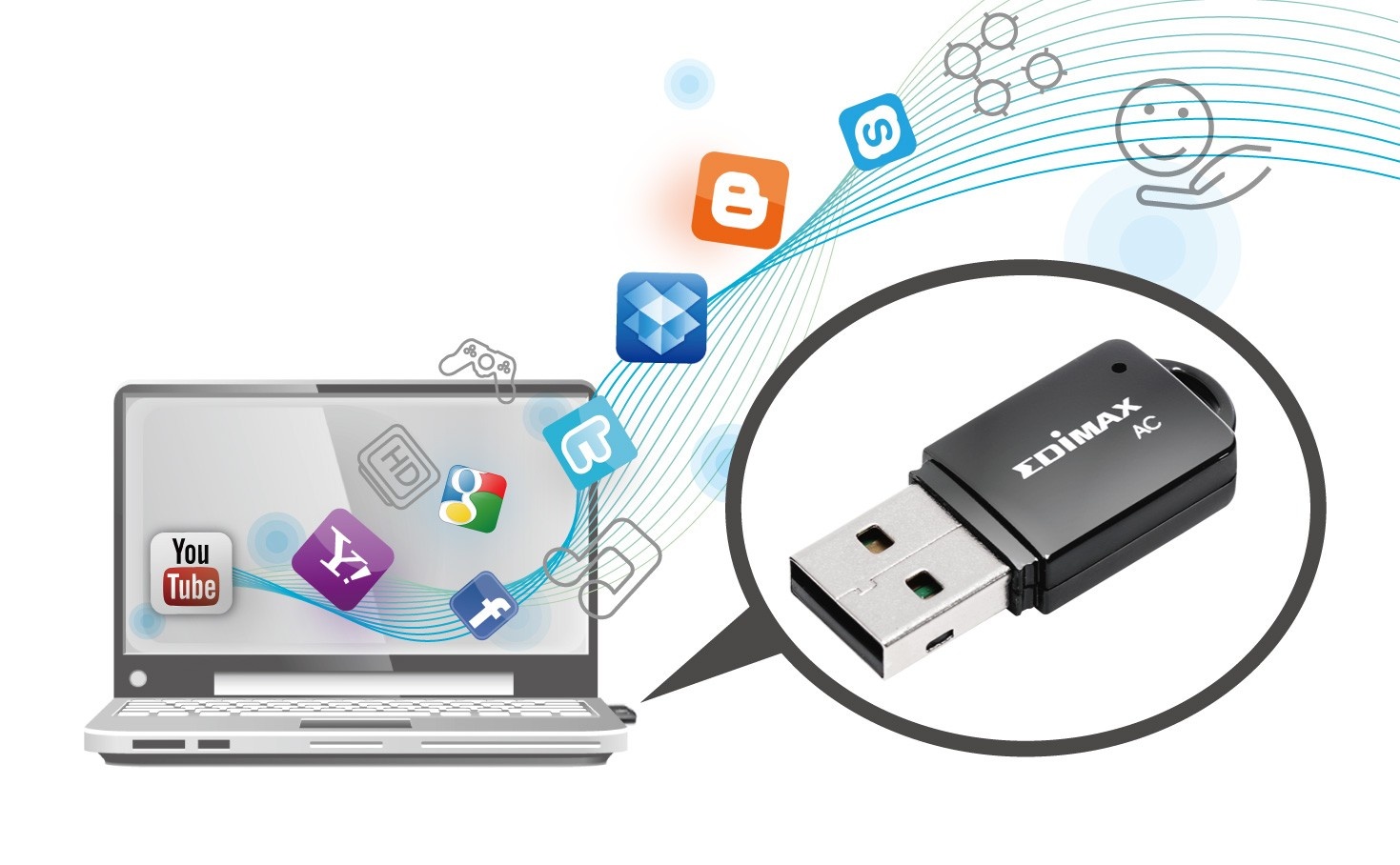Edimax EW-7811UTC USB-A - WLAN / Wi-Fi dongle - Dual Band AC600 / 600 Mbps - Afbeelding 7
