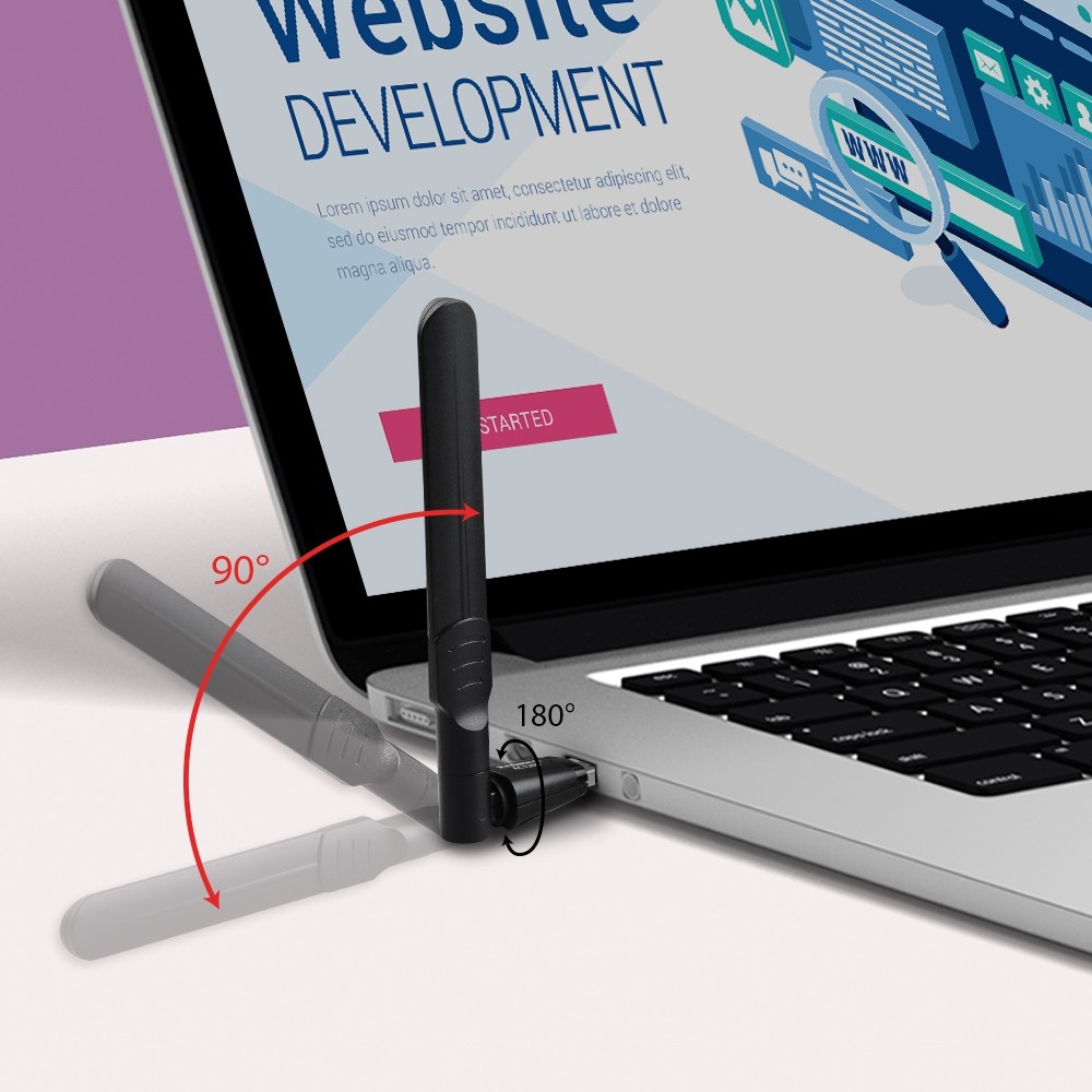 Edimax EW-7822UAD USB-A - WLAN / Wi-Fi dongle met externe antenne - Dual Band AC1200 / 1200 Mbps - Afbeelding 10
